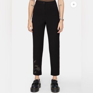 NWT Disturbia Maira Ivy Flare Slim Trousers US 6 Black Pants Goth Witchy